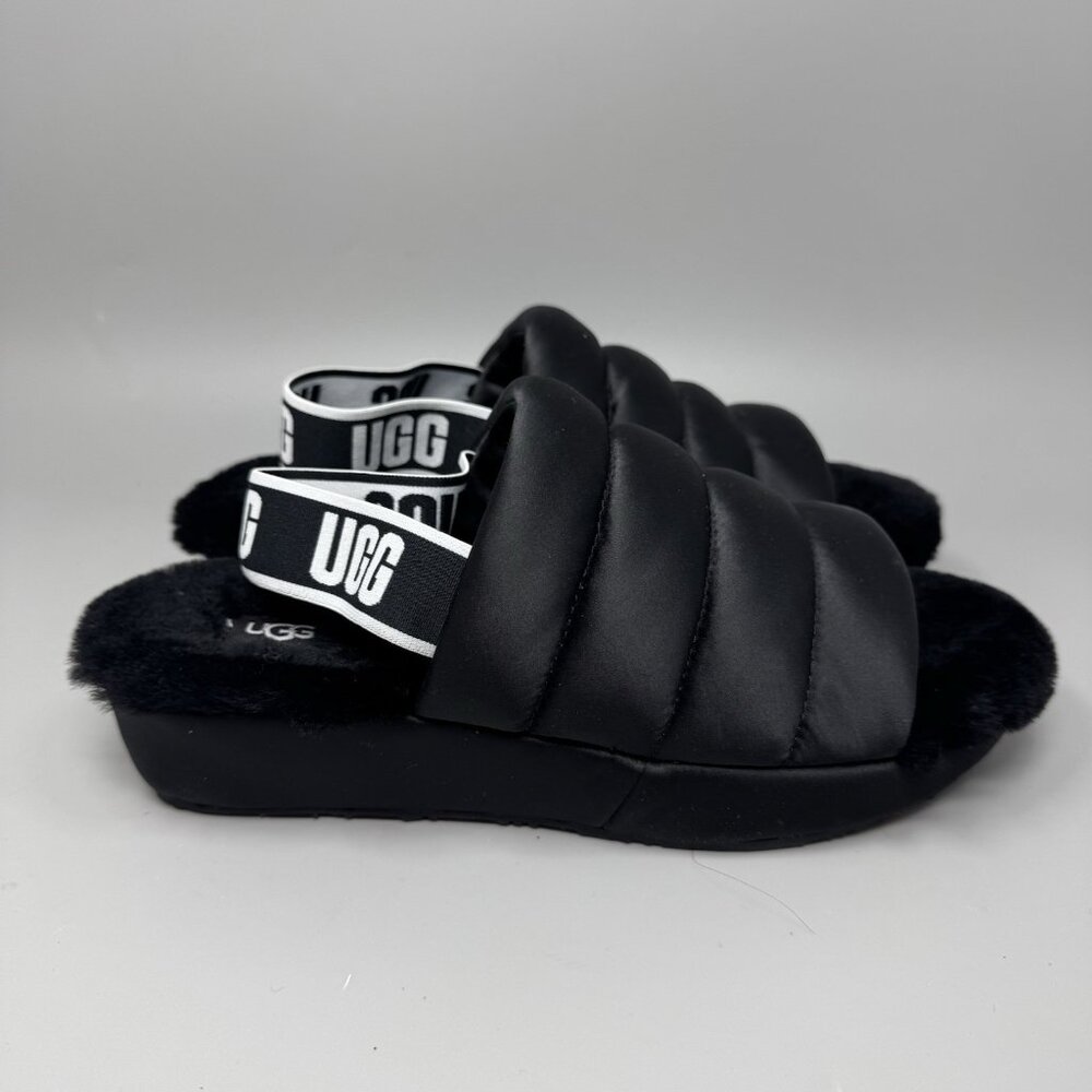 UGG Women's Puff Yeah 1106875 Black Open Toe Slide Slippers - Size US 8